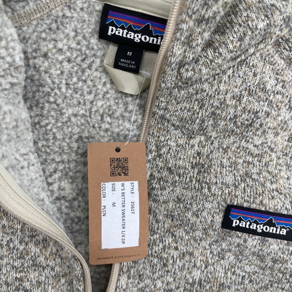 Patagonia Better Sweater Womens Medium 1/4 Zip Pullover Fleece Beige New - Picture 7 of 16